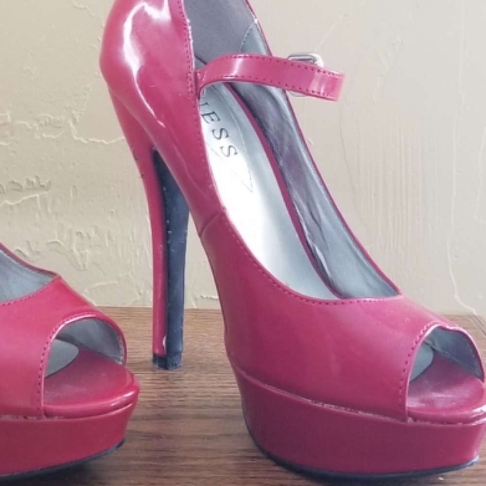 Guess Red Patent Leather Peeptoe size 7